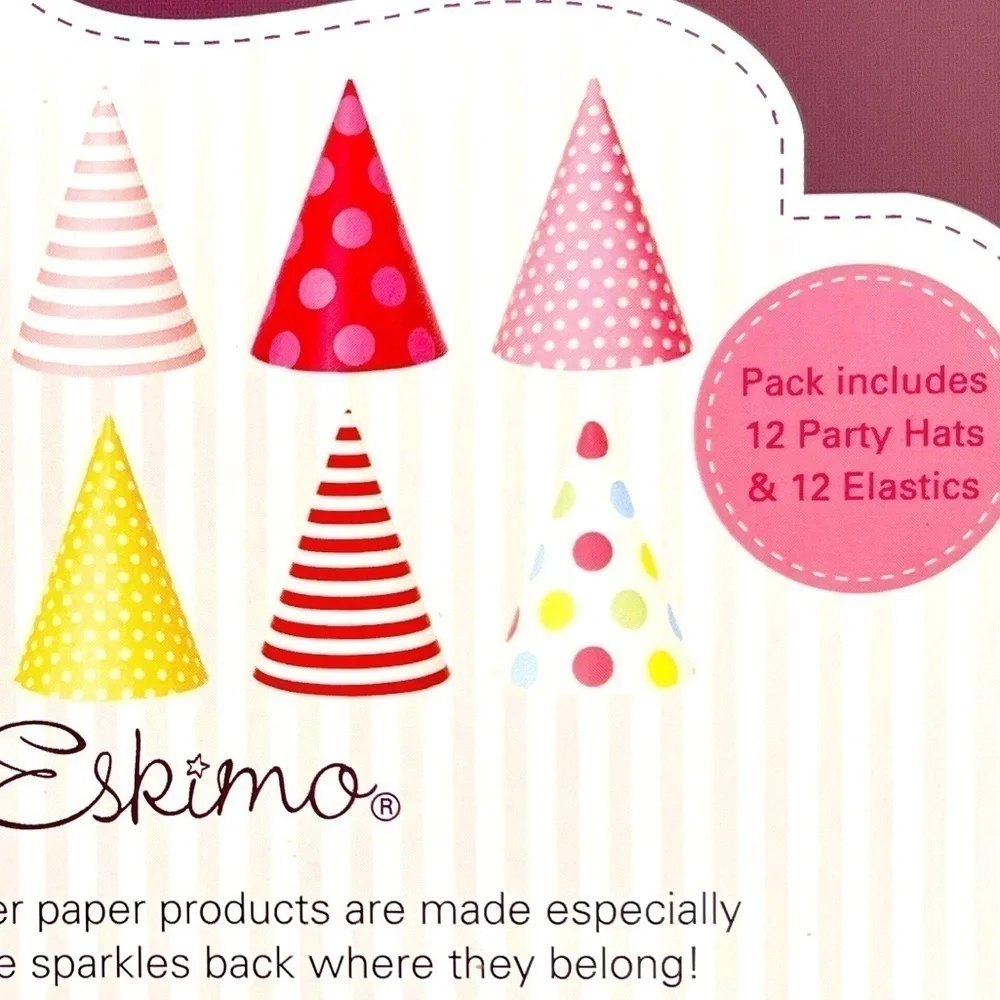 Paper Eskimo Party Hats, Utensils, Tags, Candles, Cups & Cupcake Toppers Bundle